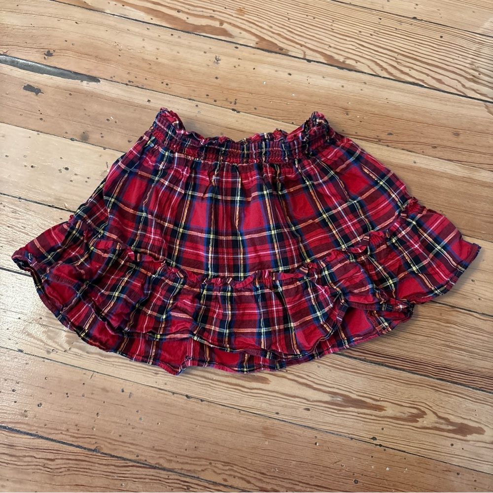 J.crew Girls' shimmer tartan skirt 6-7 CE445 Red Plaid